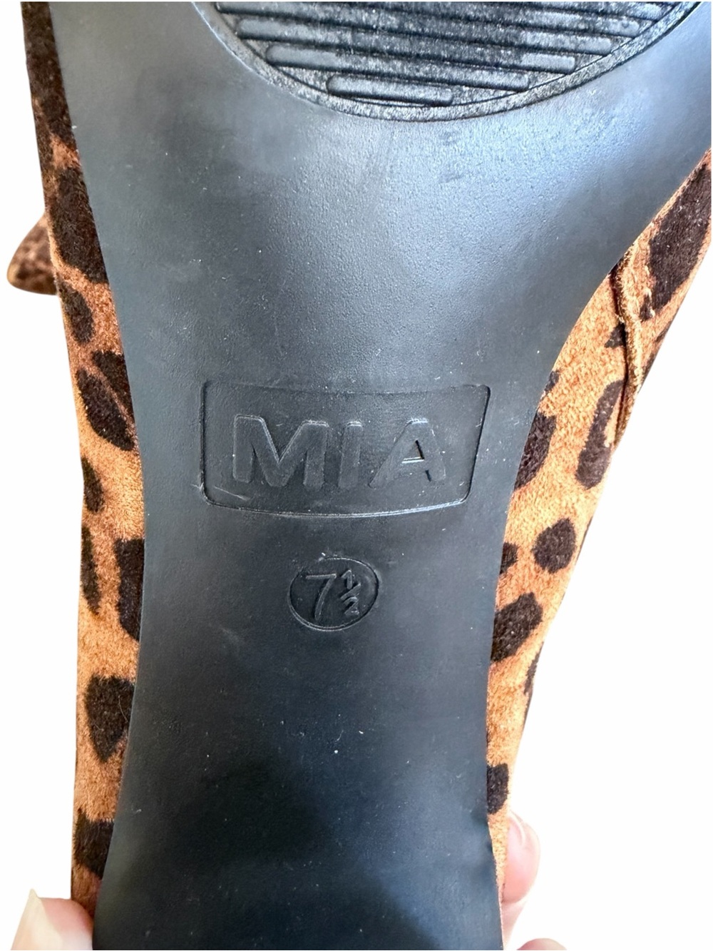 MIA Leopard Knit Platform Ankle Boots in Tan and Black - Picture 6 of 7